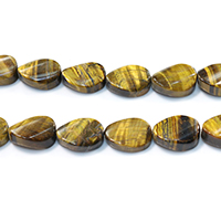 Tiger Eye Beads, Teardrop, naturlig, 18x13x6mm, Hole:Ca. 1.1mm, Længde Ca. 16 inch, 5Strands/Lot, Ca. 22pc'er/Strand, Solgt af Lot