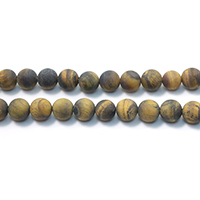 Tiger Eye Beads, Runde, naturlig, forskellig størrelse for valg & frosted, Hole:Ca. 1-1.5mm, Længde Ca. 15 inch, Solgt af Lot