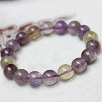 Unisex Bracelet, Amethyst, Round, natural, different size for choice, Length:Approx 6.5 Inch, 2Strands/Bag, Sold By Bag