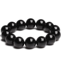 Unisex Bracelet, Black Agate, Round, natural, different size for choice, Length:Approx 6.5 Inch, 2Strands/Bag, Sold By Bag