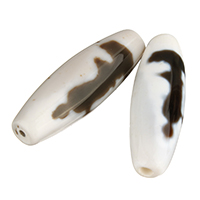 Natürliche Tibetan Achat Dzi Perlen, oval, Kuanyin & zweifarbig, Grade A, 38x12x12mm, Bohrung:ca. 2mm, verkauft von PC