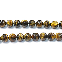 Tiger Eye Beads, Runde, naturlig, forskellig størrelse for valg, Grade AB, Hole:Ca. 0.5-1.5mm, Længde Ca. 15.5 inch, Solgt af Lot