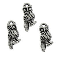 Tibetan Style Animal Pendants, Owl, antique silver color plated, lead & cadmium free, 7x17x2.50mm, Hole:Approx 1.5mm, 100PCs/Bag, Sold By Bag