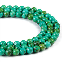 Synthetische Türkis Perle, rund, verschiedene Größen vorhanden, Bohrung:ca. 1mm, verkauft per ca. 15.5 ZollInch Strang