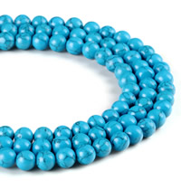 turchese sintetico perla, Cerchio, formato differente per scelta, blu, Foro:Appross. 1mm, Venduto per Appross. 15.5 pollice filo