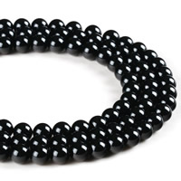 Natürliche schwarze Achat Perlen, Schwarzer Achat, rund, verschiedene Größen vorhanden, Bohrung:ca. 1mm, verkauft per ca. 15.5 ZollInch Strang