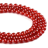 Natürlich rote Achat Perlen, Roter Achat, rund, verschiedene Größen vorhanden, Bohrung:ca. 1mm, verkauft per ca. 15.5 ZollInch Strang