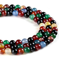 Prirodni Rainbow ahat perle, Rainbow Agate, Krug, različite veličine za izbor, Rupa:Približno 1mm, Prodano Per Približno 15.5 inčni Strand