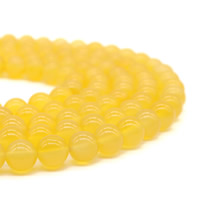 Natürliche gelbe Achat Perlen, Gelber Achat, rund, verschiedene Größen vorhanden, Bohrung:ca. 1mm, verkauft per ca. 15.5 ZollInch Strang