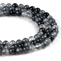 Natürliche graue Quarz Perlen, Grauer Quarz, rund, verschiedene Größen vorhanden, Bohrung:ca. 1mm, verkauft per ca. 15.5 ZollInch Strang