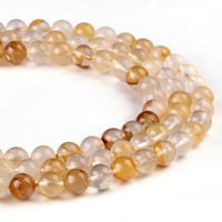 Naturlig krystal perler, Citrin, Runde, forskellig størrelse for valg, Hole:Ca. 1mm, Solgt Per Ca. 15.5 inch Strand