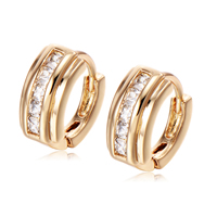 Brass Huggie Hoop Earring, real gold plated, with cubic zirconia, nickel, lead & cadmium free, 11X12mm, Sold By Pair