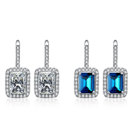 Cubic Zircon (CZ) Drop Earring Brass platinum plated with cubic zirconia & faceted nickel lead & cadmium free Sold By Pair