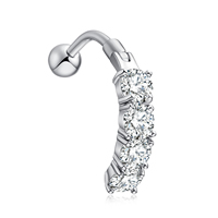Латунное кольцо живота, Латунь, Круглая, покрытый платиной, с кубическим цирконием & граненый, не содержит никель, свинец, 20x5mm, продается PC