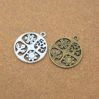 Tibetan Style Flat Round Pendants, plated, hollow, more colors for choice, nickel, lead & cadmium free, 24x28x2mm, Hole:Approx 1.5mm, 100PCs/Lot, Sold By Lot