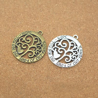 Tree Of Life Pendants Zinc Alloy plated with letter pattern & hollow nickel lead & cadmium free Approx 1.5mm Sold By Lot