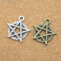Zinc Alloy Star Pendant pentagram plated nickel lead & cadmium free Approx 1.5mm Sold By Lot