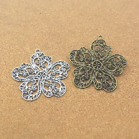 Tibetan Style Flower Pendants, plated, hollow, more colors for choice, nickel, lead & cadmium free, 55x53x2mm, Hole:Approx 1.5mm, 50PCs/Lot, Sold By Lot