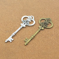 Tibetan Style Key Pendants, plated, more colors for choice, nickel, lead & cadmium free, 32x82x3mm, Hole:Approx 1.5mm, 50PCs/Lot, Sold By Lot