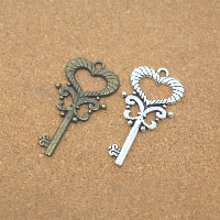 Tibetan Style Key Pendants, plated, more colors for choice, nickel, lead & cadmium free, 20x40x2mm, Hole:Approx 1.5mm, 50PCs/Lot, Sold By Lot