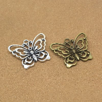 Tibetan Style Animal Pendants, Butterfly, plated, hollow, more colors for choice, nickel, lead & cadmium free, 47x39x6mm, Hole:Approx 1.5mm, 50PCs/Lot, Sold By Lot