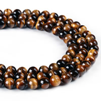 Tiger Eye Beads, Runde, forskellig størrelse for valg, Hole:Ca. 1mm, Solgt Per Ca. 15 inch Strand