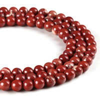 Roter Jaspis Perle, rund, verschiedene Größen vorhanden, Bohrung:ca. 1mm, verkauft per ca. 15 ZollInch Strang