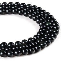 Natural Black Obsidian Beads, Round, different size for choice, Hole:Approx 1mm, Sold Per Approx 15 Inch Strand