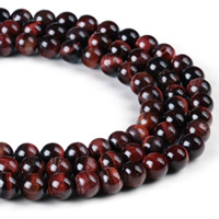 Tiger Eye perle, Krug, različite veličine za izbor, Rupa:Približno 1mm, Prodano Per Približno 15 inčni Strand