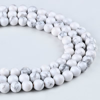Natürlicher weißer Türkis Perle, rund, verschiedene Größen vorhanden, Bohrung:ca. 1mm, verkauft per ca. 15 ZollInch Strang