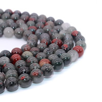 Afrikanischer Blutstein Perle, rund, natürlich, verschiedene Größen vorhanden, Bohrung:ca. 1mm, verkauft per ca. 15 ZollInch Strang