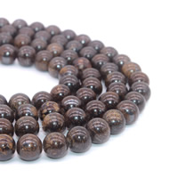 Bronzit Stein Perlen, rund, verschiedene Größen vorhanden, Bohrung:ca. 1mm, verkauft per ca. 15 ZollInch Strang