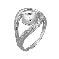 925 Sterling Silver Ring Mountings, micro pave cubic zirconia, 13x4mm, 0.6mm, US Ring Size:6, 5PCs/Lot, Sold By Lot