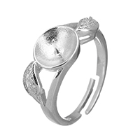 plata de ley 925 montajes para anillo, abrir & micro arcilla de zirconia cúbica, 8.5x5mm, 0.7mm, tamaño:6, 5PCs/Grupo, Vendido por Grupo