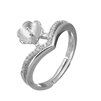925 Sterling Silver Ring Mountings Flower micro pave cubic zirconia 0.7mm US Ring .5 Sold By Lot
