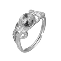 925 Sterling Silver Ring Mountings, micro pave cubic zirconia, 7x2.5mm, 0.8mm, US Ring Size:6.5, 5PCs/Lot, Sold By Lot