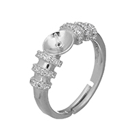 925 Sterling Silver Ring Mountings, micro pave cubic zirconia, 6.5x4.5mm, 0.8mm, US Ring Size:6.5, 5PCs/Lot, Sold By Lot