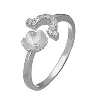 925 Sterling Silver Ring Mountings Flower open & micro pave cubic zirconia 0.7mm US Ring Sold By Lot