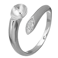 plata de ley 925 montajes para anillo, abrir & micro arcilla de zirconia cúbica, 3mm, 6mm, 0.7mm, tamaño:5, 5PCs/Grupo, Vendido por Grupo