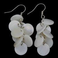 Shell Earrings Brass with White Shell platinum color plated nickel lead & cadmium free Sold By Pair