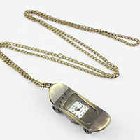 Trendy horloge halskettingen, Zinc Alloy, met Glas, Skateboard, plated, uniseks & twist ovale keten, Per verkocht Ca 31.4 inch Strand