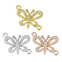 Cubic Zirconia Micro Pave Brass Connector Butterfly plated micro pave cubic zirconia & 1/1 loop nickel lead & cadmium free Approx 2mm Sold By Lot
