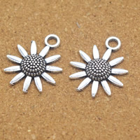 Zinc Alloy Flower Pendants Sunflower antique silver color plated nickel lead & cadmium free Approx 1.5mm Sold By Lot