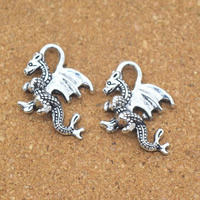Tibetan Style Animal Pendants, Dragon, antique silver color plated, nickel, lead & cadmium free, 15x21x6mm, Hole:Approx 1.5mm, 100PCs/Lot, Sold By Lot
