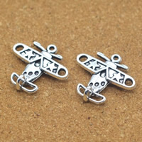 Vehicle Shaped Tibetan Style Pendants, Airplane, antique silver color plated, nickel, lead & cadmium free, 19x18x5mm, Hole:Approx 1.5mm, 100PCs/Lot, Sold By Lot