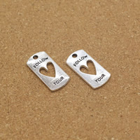 Zinc Alloy Rectangle word follow your heart antique silver color plated with letter pattern nickel lead & cadmium free Approx 1.5mm Sold By Lot