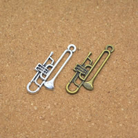 Musical Instrument Shaped Tibetan Style Pendants, Loudspeaker, plated, more colors for choice, nickel, lead & cadmium free, 13x32x2mm, Hole:Approx 1.5mm, 100PCs/Lot, Sold By Lot