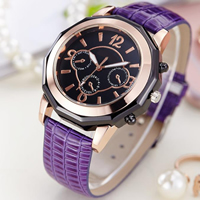 Women Wrist Watch PU Leather with Glass & Zinc Alloy plated adjustable & for woman & enamel nickel lead & cadmium free Length Approx 9.4 Inch Sold By PC
