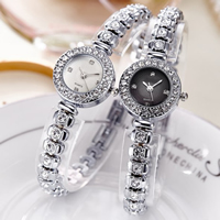 Women Watch Bracelet Stainless Steel with Glass platinum color plated for woman & with rhinestone nickel lead & cadmium free Sold Per Approx 7.8 Inch Strand