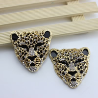 Mobile Phone DIY Decoration, Tibetan Style, with Resin, Leopard, gold color plated, enamel & with rhinestone, lead & cadmium free, 48x48mm, 4PCs/Bag, Sold By Bag